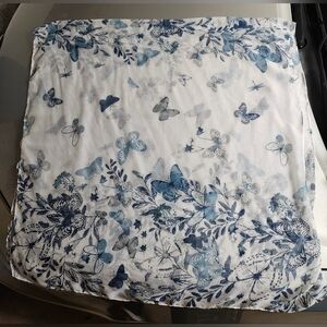 F&F Blue and White Floral and Butterfly Scarf